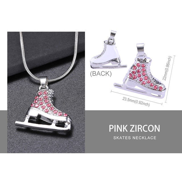 Reversible Crystal Ice Skate Charm Necklace